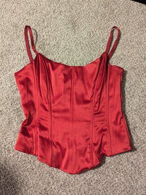 Red Satin Corset Top